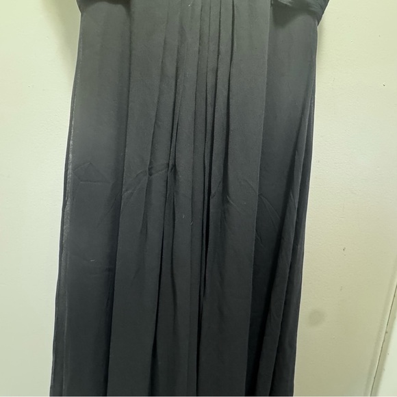 Theia Strapless Beaded Floral Navy Blue Silk Chiffon Gown Size 10 - Picture 9 of 15